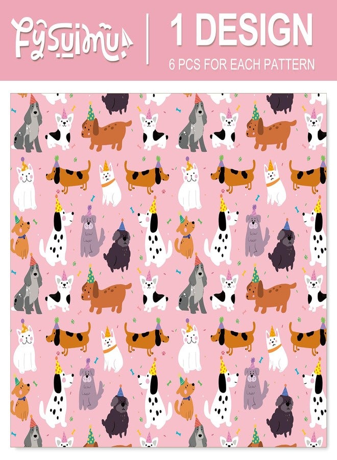 FYSUIMU 6 Sheets Cat and Dog Wrapping Paper - Not Roll - Pink Cute Cartoon Animal Gift Wrap Paper Folded Flat for Pet Lovers Birthday Puppy Kitten Party Supplies, 19.7 x 27.6 Inch - Image 3
