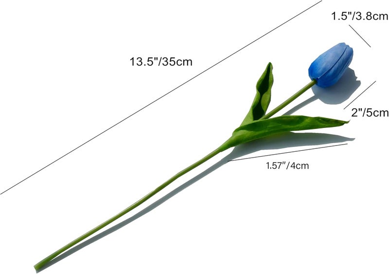 Mandy's Artificial Tulips 20 Stems Light Blue PU Faux Flowers for Thanksgiving and Christmas Decorations Wedding Home Decor 13.5 Inch - Image 2