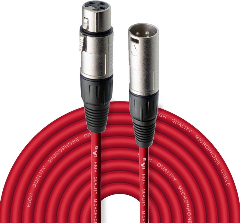 ستادج كابل ميكروفون 10 متر/33 قدم XLR إلى XLR - أحمر - Image 1