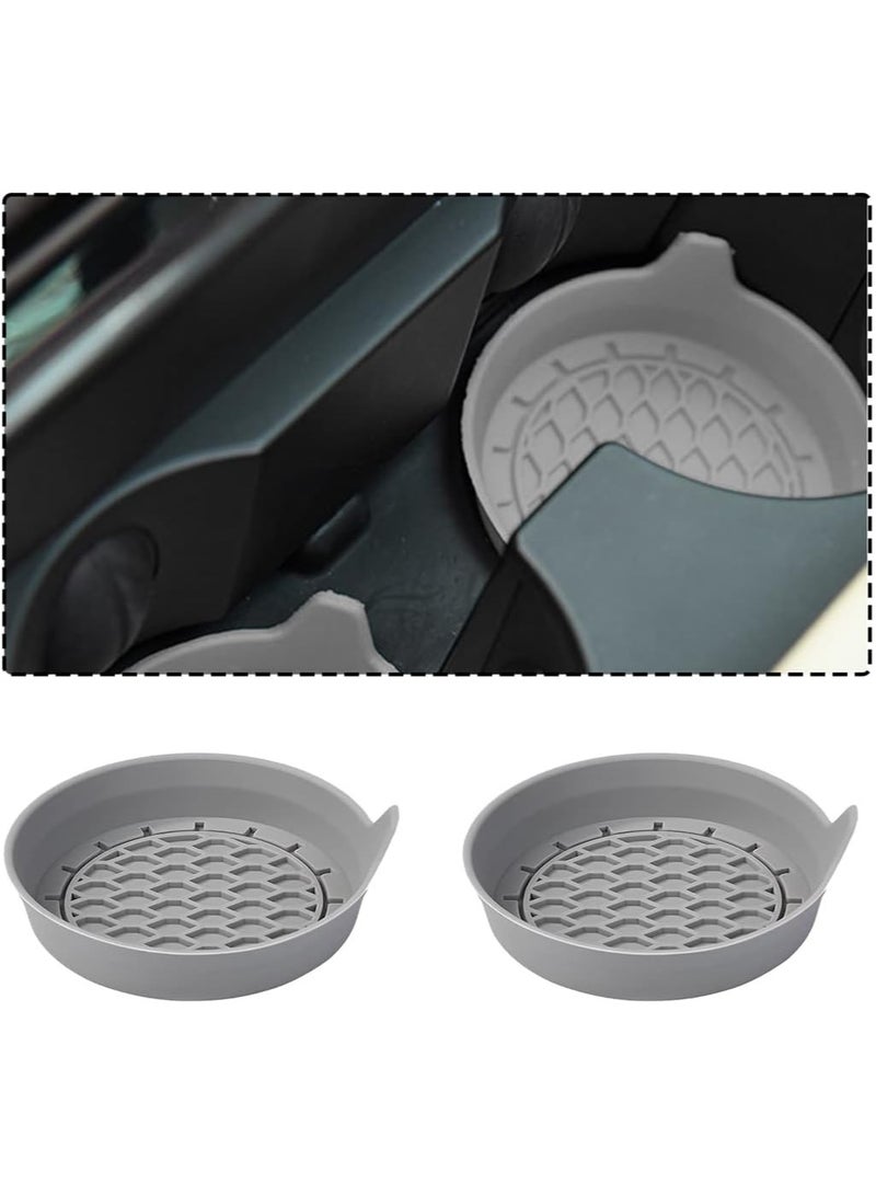 KASTWAVE Cup Holder Coasters for Car, 3.1" Silicone Insulation Drink Mat, Waterproof Non-Slip Sift-Proof Spill Universal Car Cup Holder Insert, Car Interior Accessories, 2Pcs (Gray)  - Image 1