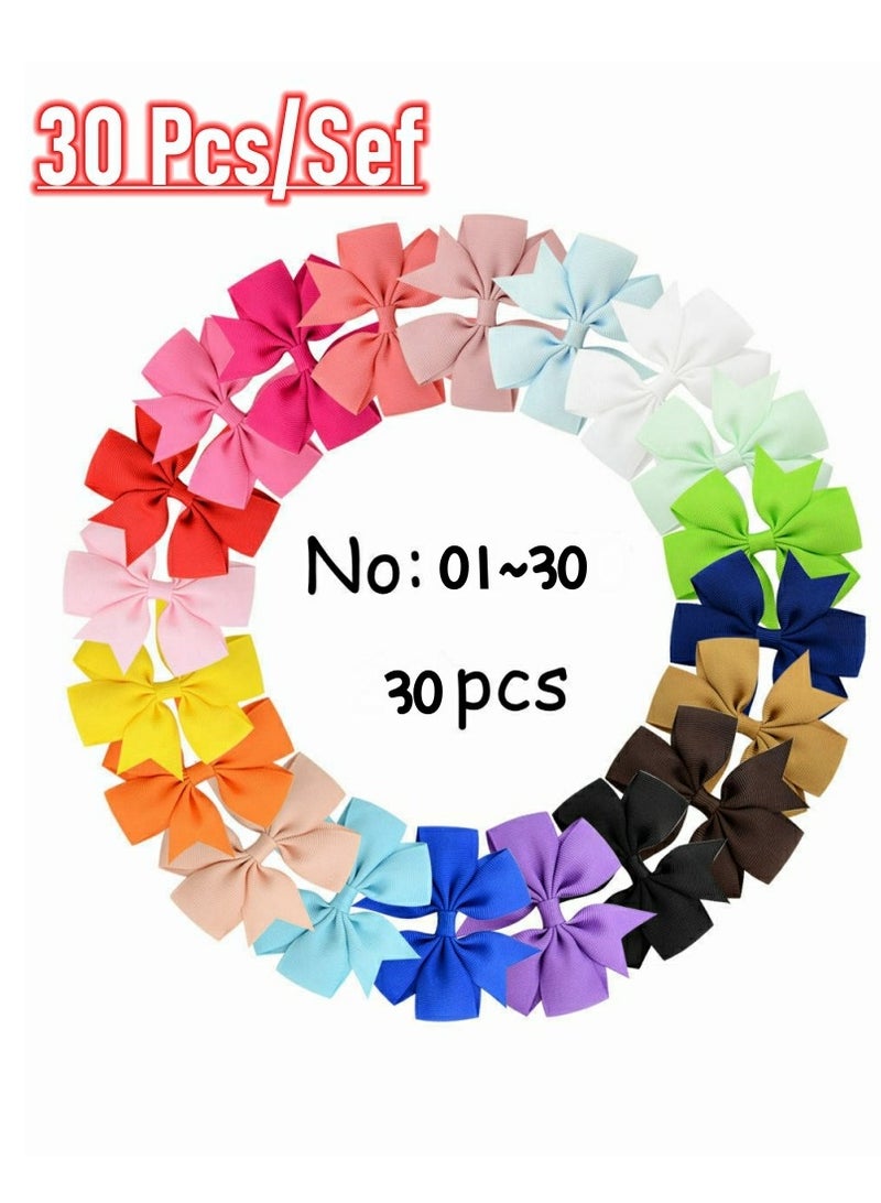 30 pieces of girl bow hairpins of different colors, rich in colors, meet the needs of different styles and occasions, suitable for a variety of hairstyles, is an indispensable accessory for girls. - Image 1