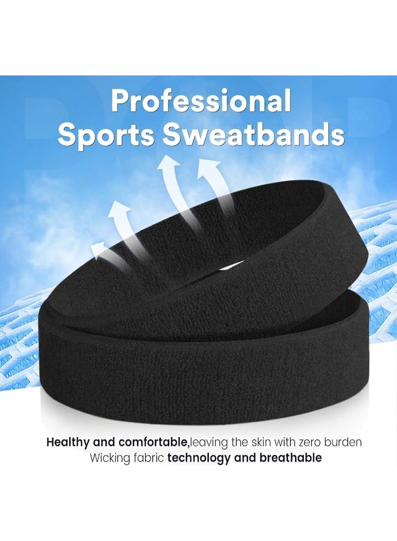 TEMPO 3 Pcs Headbands, Stretchy Non Slip - Sweatbands Sports Hairband for Men & Women, Moisture Wicking Athletic Cotton Terry Cloth, Summer Head band for Yoga, Workout, Running, Tennis, Basketball - Cycling Fashion Hair Accessories - Image 3