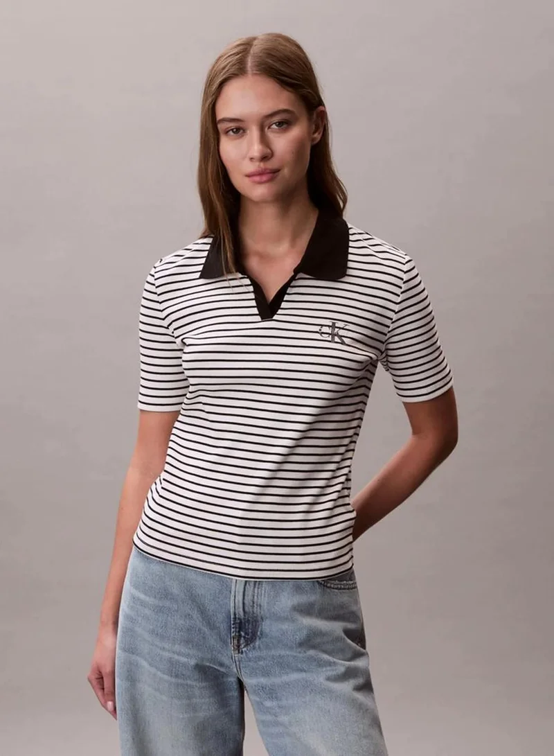 Slim Ribbed Stripe Polo Shirt