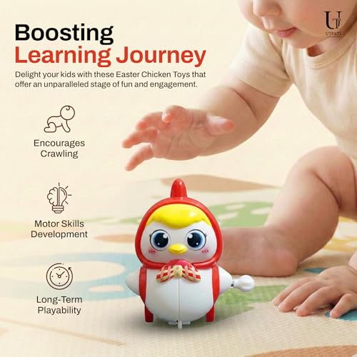 UTPATI Chicken Toys for Kids, Swinging Chain String Magnetic Hen with Chick Learning to Crawl Spring Toy, Crawling Wind-up Duck, Walking Chicken Cute Windup Toy for Boys Girls Toddler (Multi) - Image 5