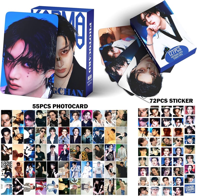 PYAJUU Stray Kids KARMA Photocards 127PCS KARMA Album Photo Card Set Stray Kids The 4th Album Merch 55 PCS Photocard and 72 PCS Stickers Gift for STAY Straykids 2025 Gift Set (BANGCHAN) - Image 2