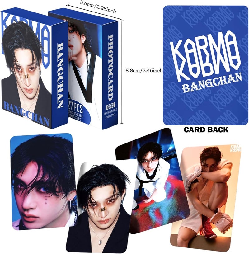 PYAJUU Stray Kids KARMA Photocards 127PCS KARMA Album Photo Card Set Stray Kids The 4th Album Merch 55 PCS Photocard and 72 PCS Stickers Gift for STAY Straykids 2025 Gift Set (BANGCHAN) - Image 4