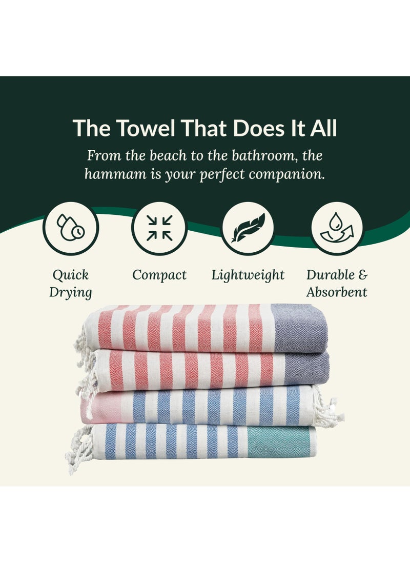 Cloud Scape Linen Turkish Beach Towel Set of 4, 39x71 inches, Oversized, Lightweight 100% Cotton Hammam Towel, MULTI STRIPE  - Image 3