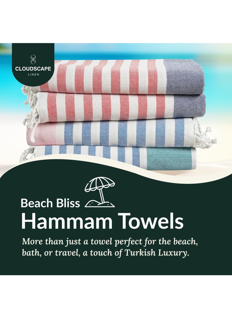 Cloud Scape Linen Turkish Beach Towel Set of 4, 39x71 inches, Oversized, Lightweight 100% Cotton Hammam Towel, MULTI STRIPE  - Image 2