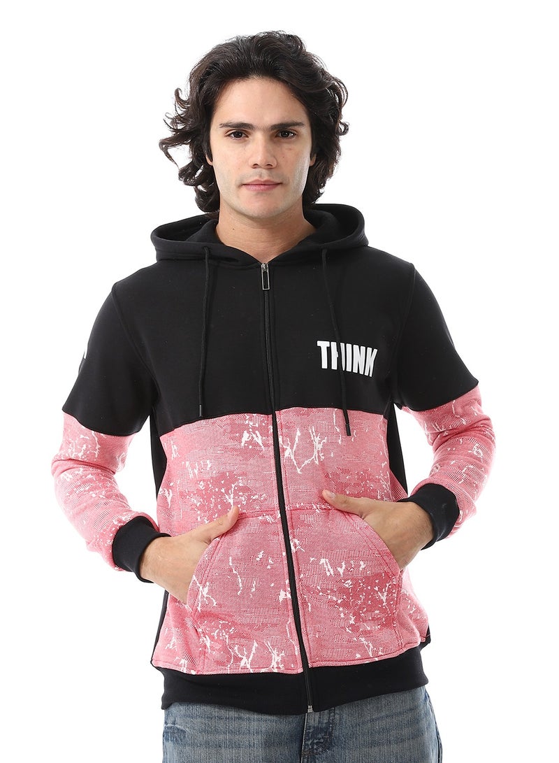 Caesar Mens Hoodie With Through Zipper And Army Design - Image 1