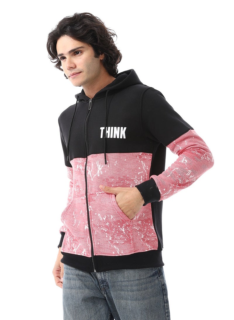 Caesar Mens Hoodie With Through Zipper And Army Design - Image 4