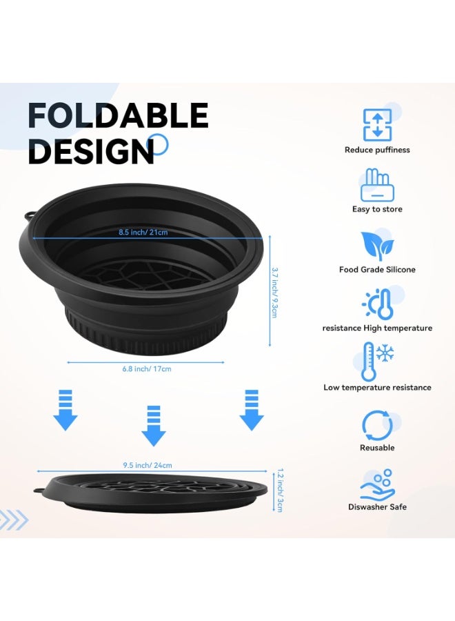 GOGOGO Face Bowl for Ice with Built-in Icetray, Foldable Silicone Facial Plunge Bowls, for Home Ice Bath, Black - Image 2