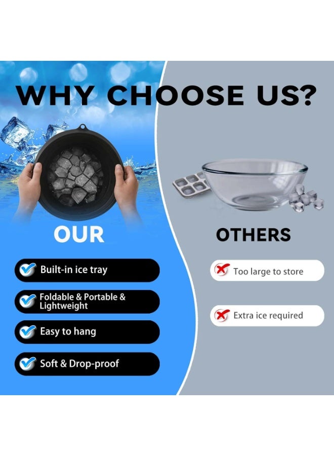 GOGOGO Face Bowl for Ice with Built-in Icetray, Foldable Silicone Facial Plunge Bowls, for Home Ice Bath, Black - Image 4