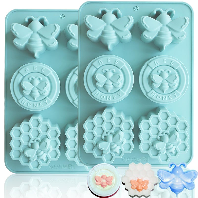 BZIDII 2Pcs Bee Silicone Molds Honeybee Silicone Mold for Making Homemade Soap, Lotion Bar, Jello, Bath Bomb, Beeswax, Candle - Image 1