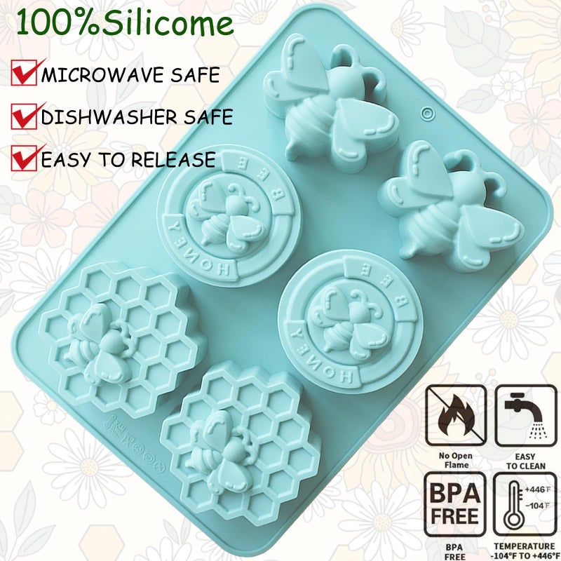 BZIDII 2Pcs Bee Silicone Molds Honeybee Silicone Mold for Making Homemade Soap, Lotion Bar, Jello, Bath Bomb, Beeswax, Candle - Image 3