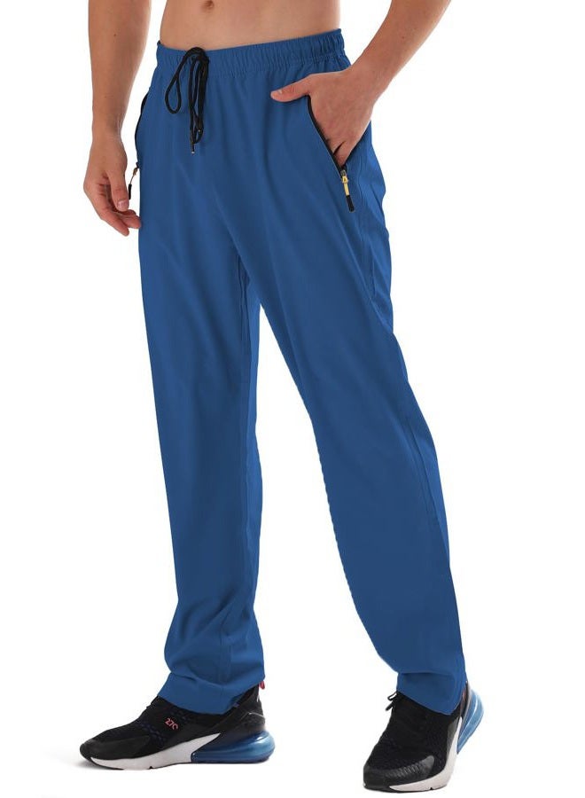 AIRIKE Mens Sweatpants with Pockets Quick Dry Water Resistant Polyester Lightweight Outdoor Athletic Workout Sports Pants Royal Blue - Image 1