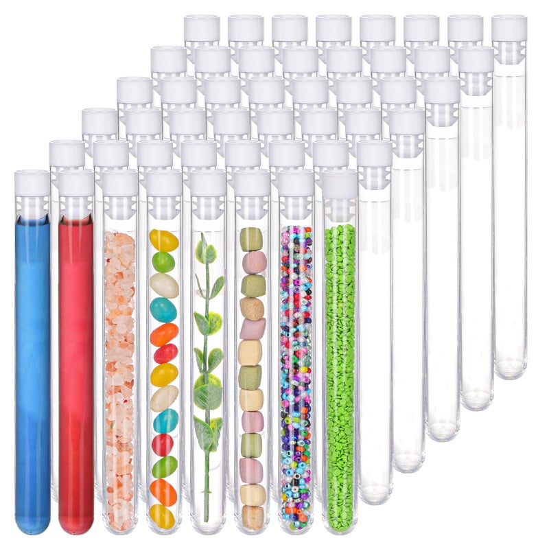 SUPERLELE 48 Pack Plastic Test Tubes with Caps, 16x150mm(25ml) Plastic Tubes for Plants, Lash Wands, Party Supplies, Scientific Experiments - Image 1