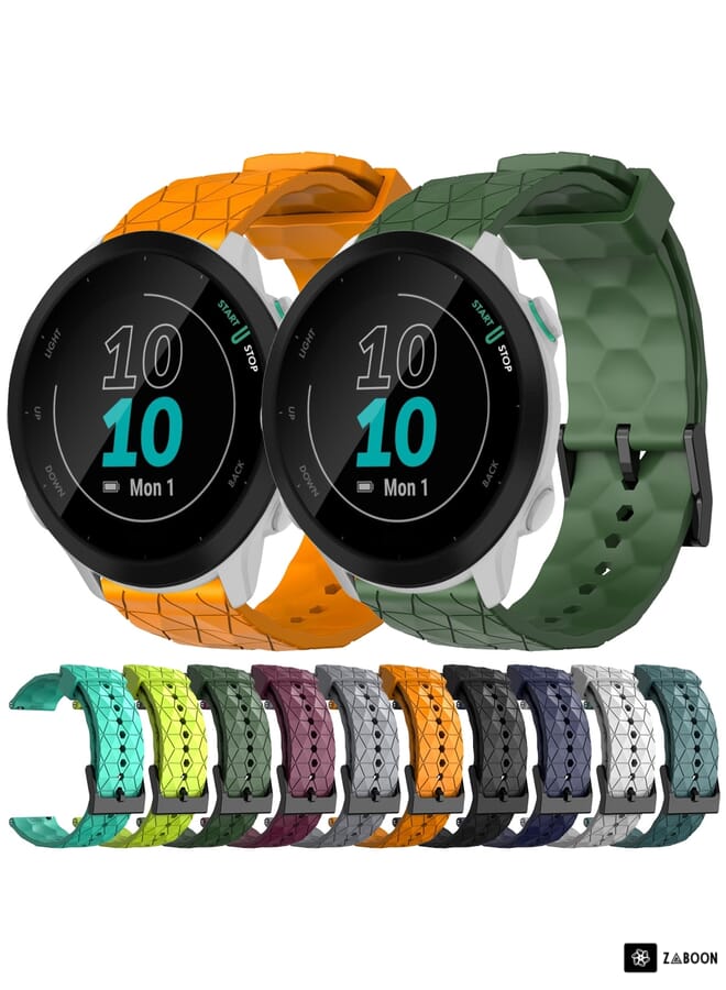 Zaboon Watch Band For Garmin Watch Band Forerunner 55 20mm Football Pattern Solid Color Silicone - Image 3