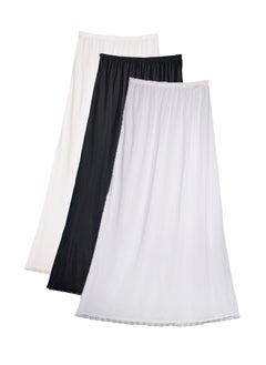 City Rose 3 - Pieces Full Length Soft inner Skirt with Elasticised Waistband and Small Dantel Women Multicolour  - Image 1