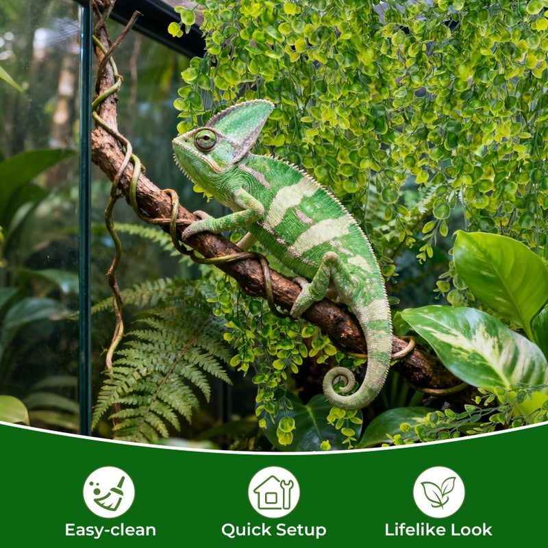 RAINFLOW 3PCS Fake Hanging Plants Reptile Habitat Vines â€“ Artificial Terrarium Plants with Iron Stem, UV Resistant Faux Vines for Bearded Dragon Gecko Snake Turtle Tank Enclosure Decor Indoor Outdoor - Image 3