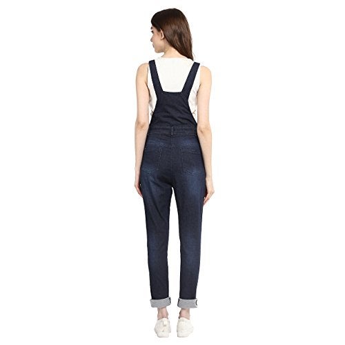 StyleStone (3179NavyBlueDungrS-Women's Navy Blue Dungaree Pants - Image 3