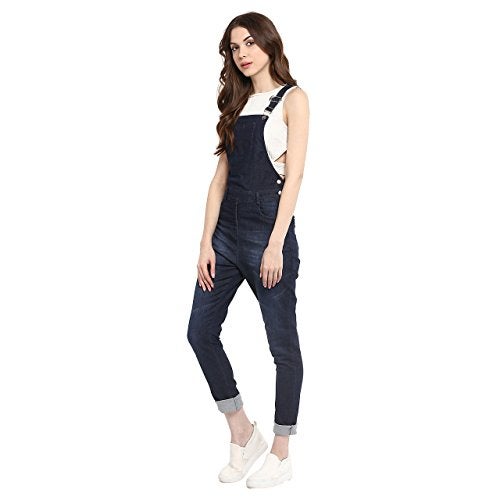 StyleStone (3179NavyBlueDungrS-Women's Navy Blue Dungaree Pants - Image 4