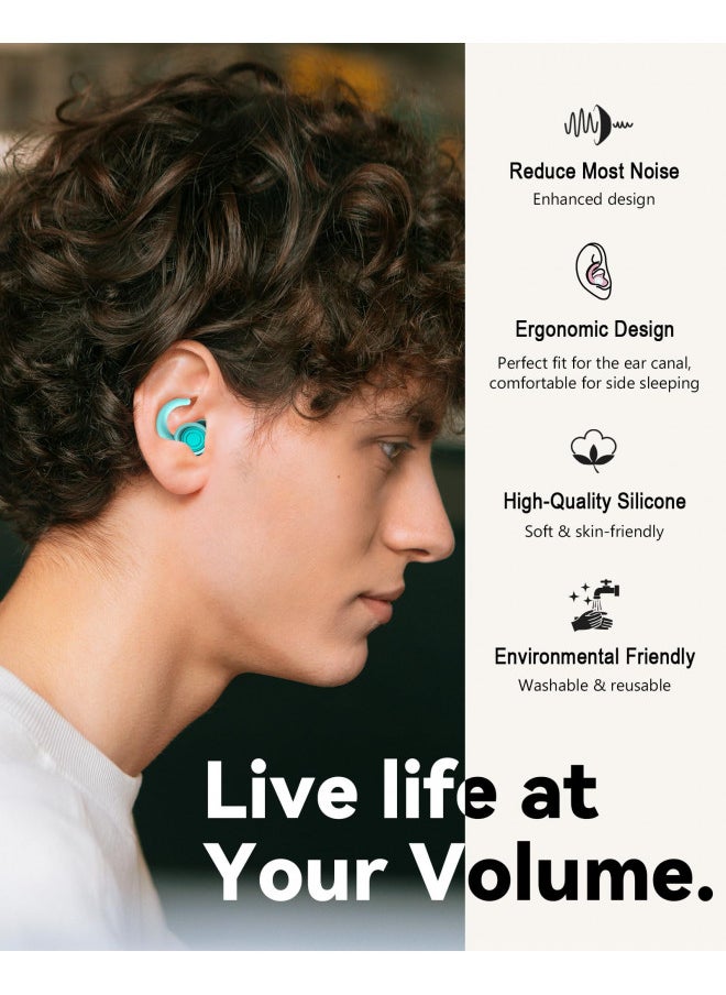 Ear Plugs Noise Cancelling Soft Silicone for Sleep, Sound Blocking, Reusable, Noise Reduction for Snoring,Sleeping,Work,Concerts,Studying and Travel(Blue) 2pair