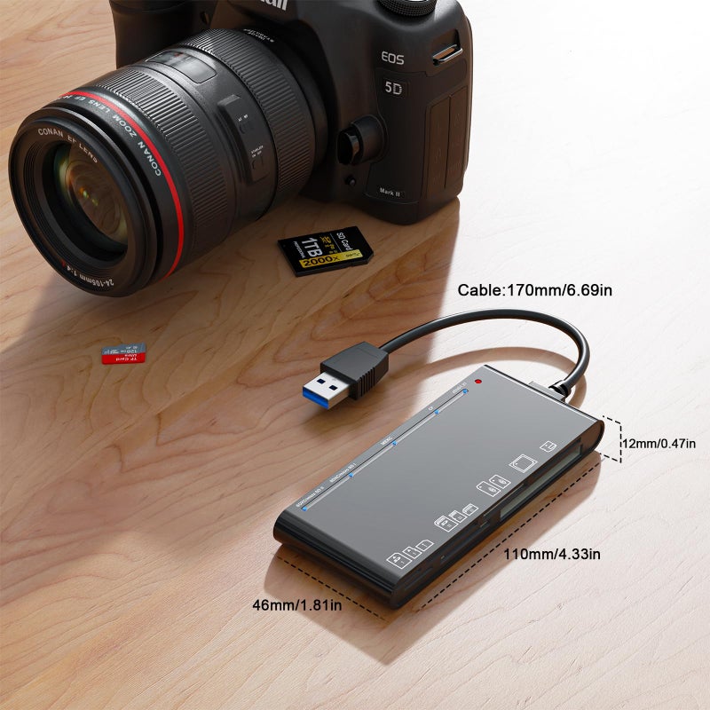 Rocketek xD-Picture Card Reader USB 3.0, Multi-Card Reader for xD/CF/MS/SD/TF, 7-in-1 Memory Card Reader/Adapter for Windows, Mac, Linux (USB-A) - Image 4