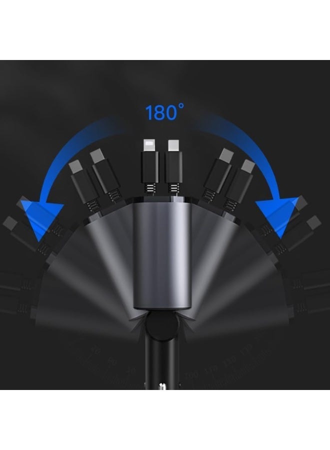 Retractable Car Charger, 4 in 1 Fast Car Phone Charger 60W, Retractable Cables and USB Car Charger,Compatible with iPhone 15/14/13/12/11,Galaxy (1 Lightning 1 Type C) - Image 2