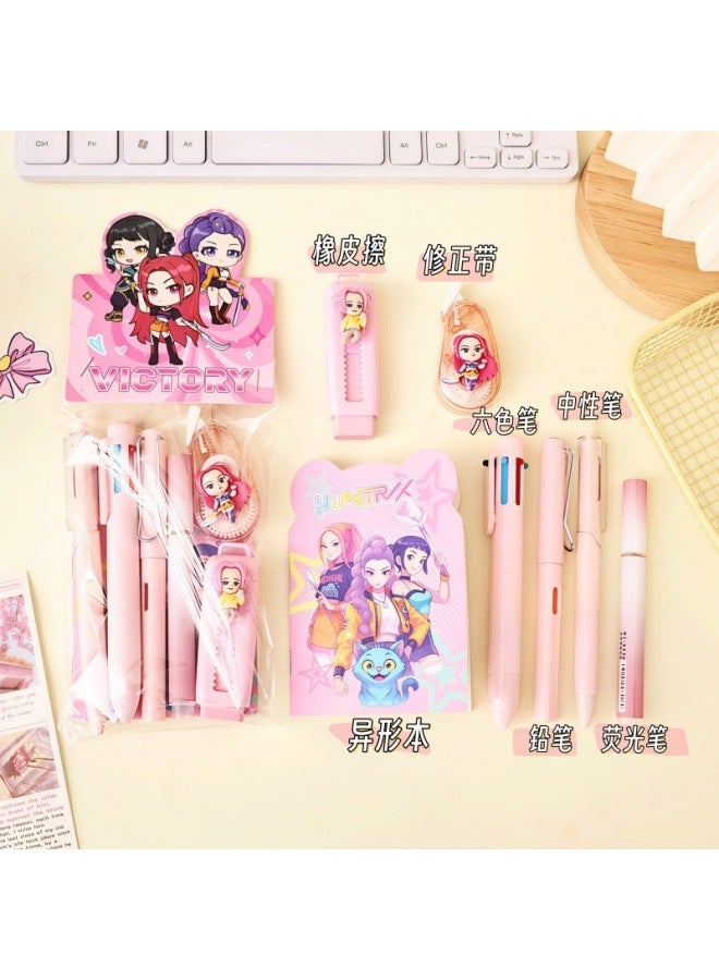 Product: Demon Slayer Girl Group K-pop Student Fan Stationery Set, Essential Study Stationery For Students, Class Gift