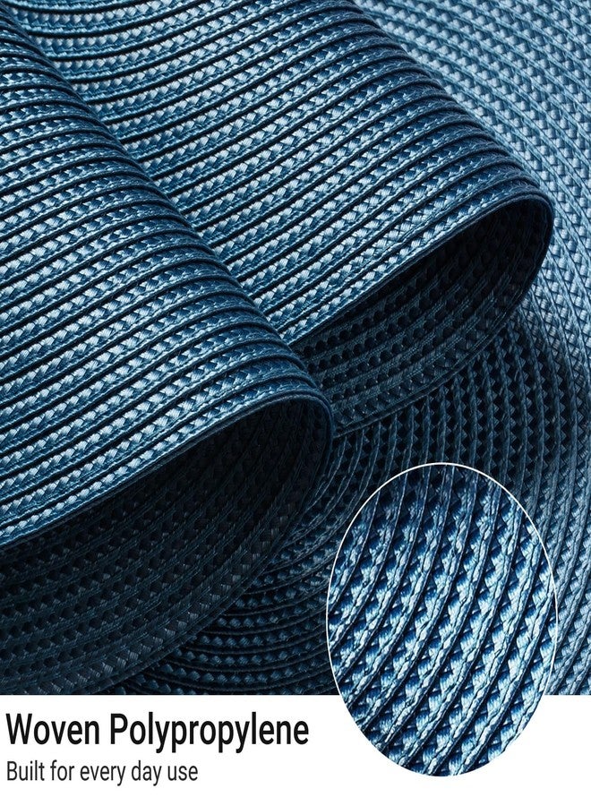 FunWheat Round Braided Placemats Set of 4 Table Mats for Dining Tables Woven Washable Non-Slip Place mats 15inch (Blue, 4pcs) - Image 4