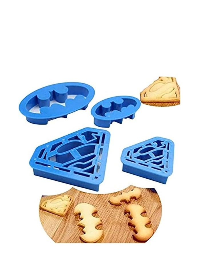 Cool Baby COOLBABY 4 Pieces Of Batman And Superman Cookie Cutter Plastic Sandwiches Cutter Biscuit Mold Cookie Cutter For Kids Suitable For Cakes - Image 2