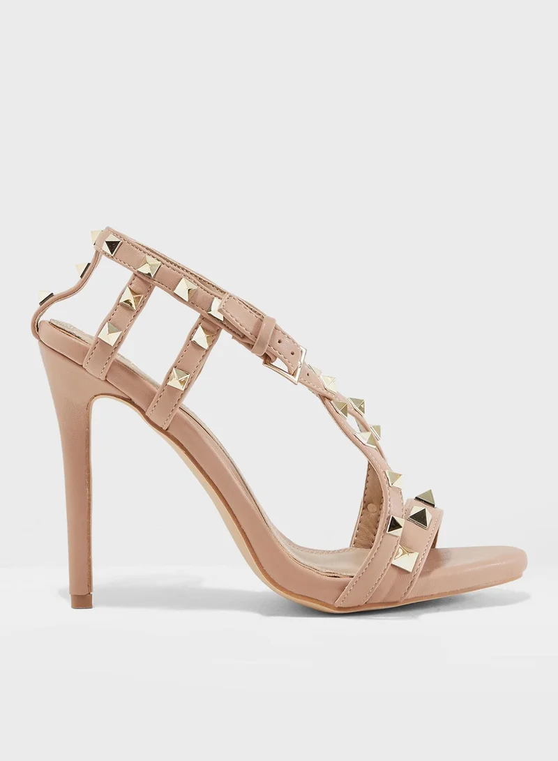 Missguided Pyramid Cross Strap Heel Sandal