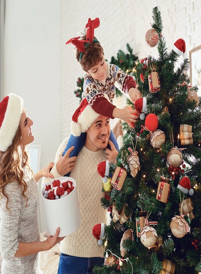 اوريهير مجموعة أوريهير من 40 قطعة من قبعات سانتا الصغيرة لعيد الميلاد، مثالية للأعمال اليدوية، وأغطية زجاجات النبيذ الصغيرة المصنوعة من القطيفة الحمراء اللامعة، وحاملات أدوات المائدة، وديكورات عيد الميلاد المصنوعة يدويًا. - Image 5