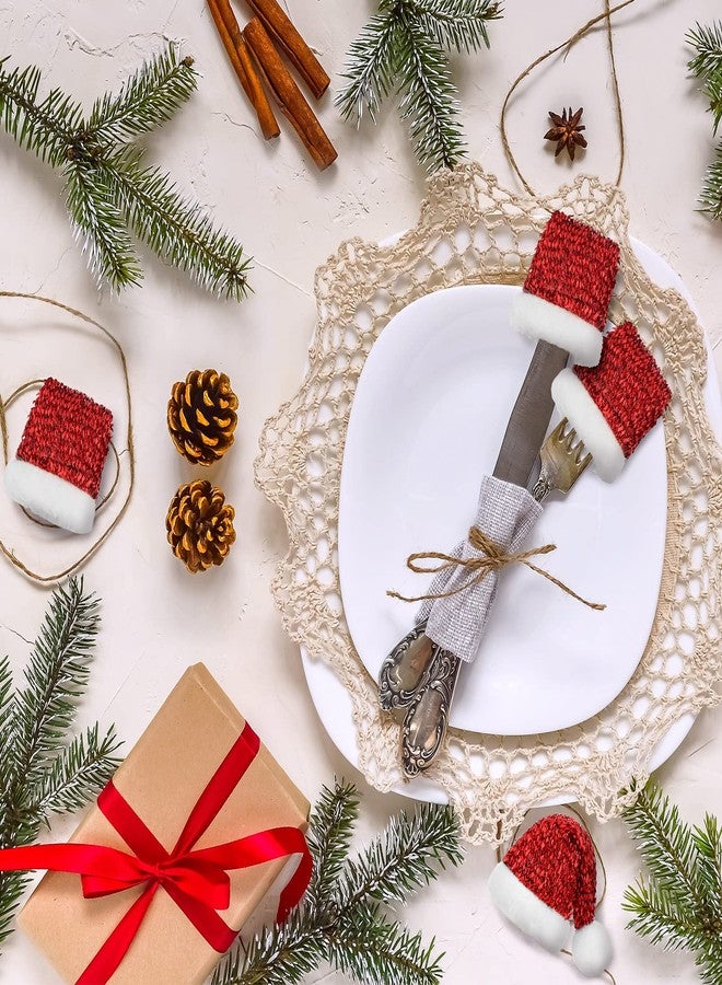 اوريهير مجموعة أوريهير من 40 قطعة من قبعات سانتا الصغيرة لعيد الميلاد، مثالية للأعمال اليدوية، وأغطية زجاجات النبيذ الصغيرة المصنوعة من القطيفة الحمراء اللامعة، وحاملات أدوات المائدة، وديكورات عيد الميلاد المصنوعة يدويًا. - Image 4