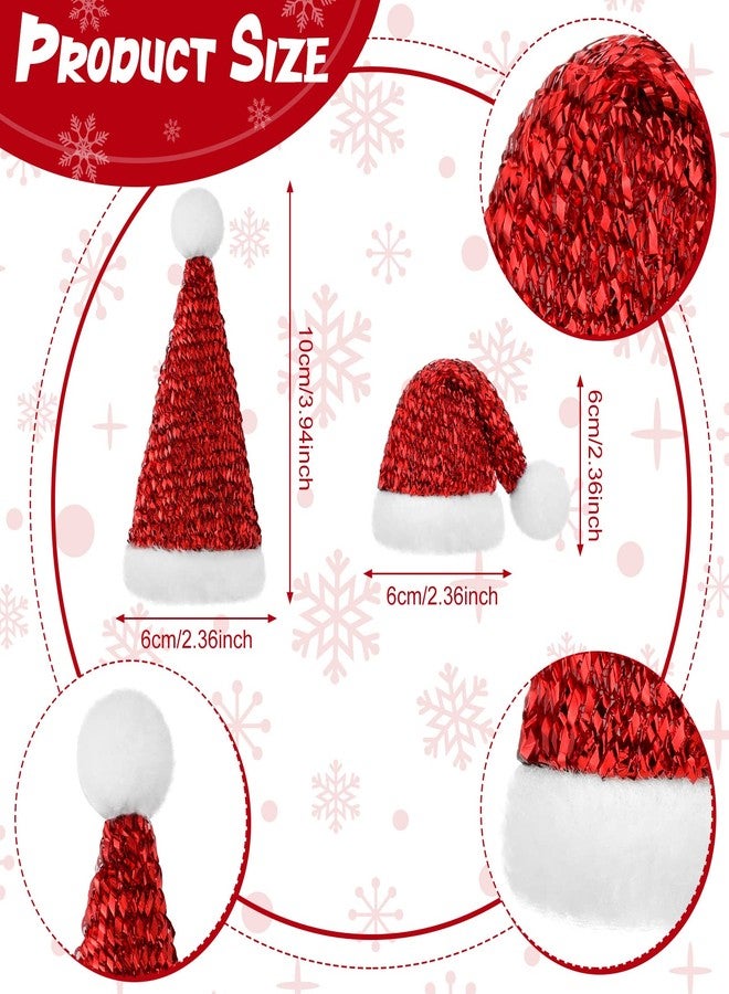 اوريهير مجموعة أوريهير من 40 قطعة من قبعات سانتا الصغيرة لعيد الميلاد، مثالية للأعمال اليدوية، وأغطية زجاجات النبيذ الصغيرة المصنوعة من القطيفة الحمراء اللامعة، وحاملات أدوات المائدة، وديكورات عيد الميلاد المصنوعة يدويًا. - Image 2