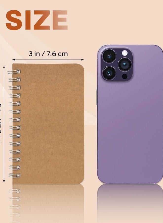 Dynta Pocket Notebooks Mini Notepads 3x5 Bulk, 60 Packs Lined Memo Pads, Small Spiral Notebooks Kraft Cover for Home, School, Office, Men, Women, Kids (60 Sheets/120 Pages) - Image 2