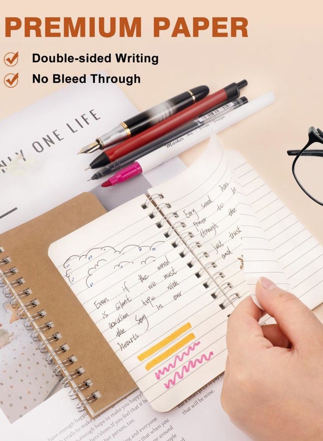 Dynta Pocket Notebooks Mini Notepads 3x5 Bulk, 60 Packs Lined Memo Pads, Small Spiral Notebooks Kraft Cover for Home, School, Office, Men, Women, Kids (60 Sheets/120 Pages) - Image 4