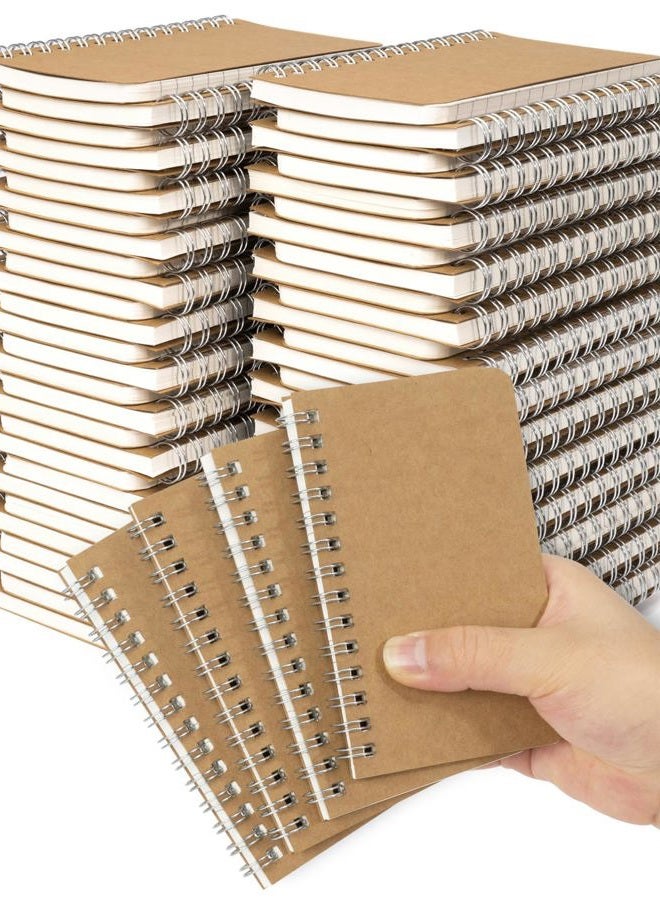 Dynta Pocket Notebooks Mini Notepads 3x5 Bulk, 60 Packs Lined Memo Pads, Small Spiral Notebooks Kraft Cover for Home, School, Office, Men, Women, Kids (60 Sheets/120 Pages) - Image 1