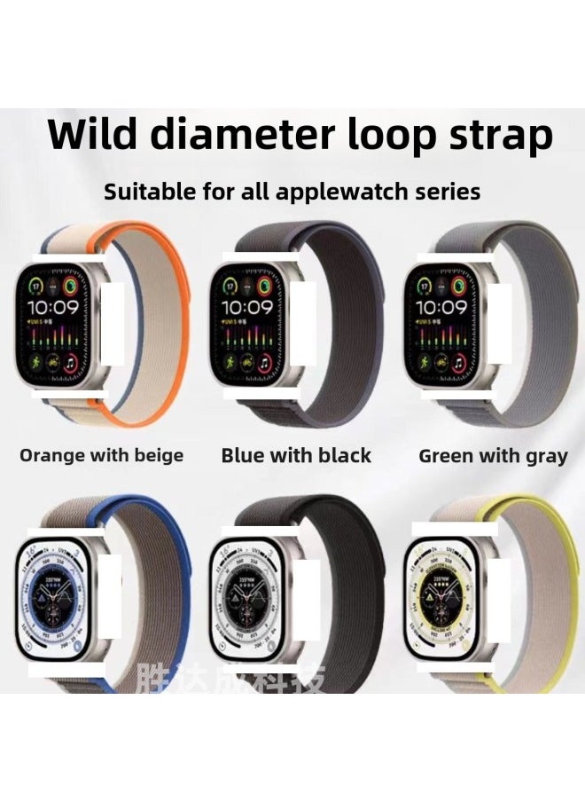 Generic - For Apple Wild Trail Loop Strap Iwatch Strap Smart Watch Strap Sport Strap Velcro Strap-Color:Orange Blue 42/44/45/49mm - Image 1