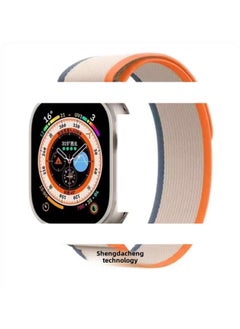 For Apple Wild Trail Loop Strap Iwatch Strap Smart Watch Strap Sport Strap Velcro Strap-Color:Orange Blue 42/44/45/49mm