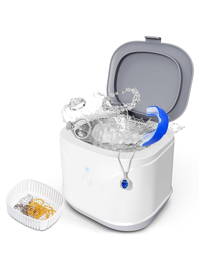 KASTWAVE Ultrasonic Jewelry Cleaner, Retainer Sonic Cleaning Machine, Portable Professional Denture Cleaner, Sonic Jewelry Cleaner Machine Clean Pod for Retainer, Mouth Guard, Ring, Silver, Jewelry, 7.5OZ  - Image 1