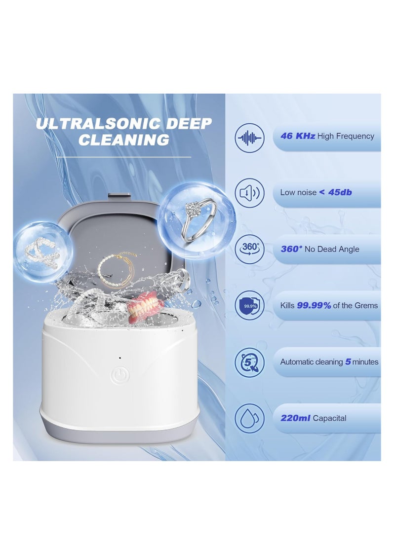 KASTWAVE Ultrasonic Jewelry Cleaner, Retainer Sonic Cleaning Machine, Portable Professional Denture Cleaner, Sonic Jewelry Cleaner Machine Clean Pod for Retainer, Mouth Guard, Ring, Silver, Jewelry, 7.5OZ  - Image 5