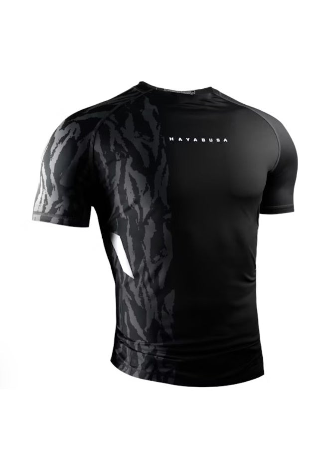 HAYABUSA MENS APEX SHORT SLEEVE RASHGUARD BLACK - Image 1