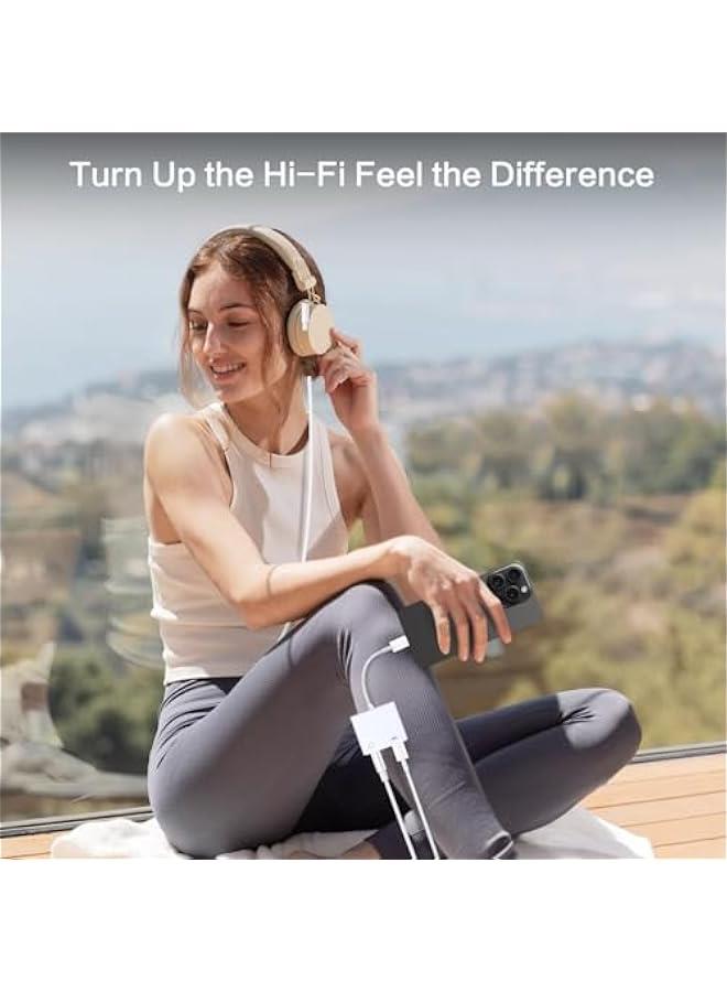 【Apple MFi Certified】 2-in-1 Charging & Audio Adapter for iPhone, Lightning to 3.5mm Headphone Jack Dongle Splitter, Supports Hi-Res Lossless Sound, Compatible with iPhone 14/13/12/11/XS/XR/8/7 1Pack - Image 3