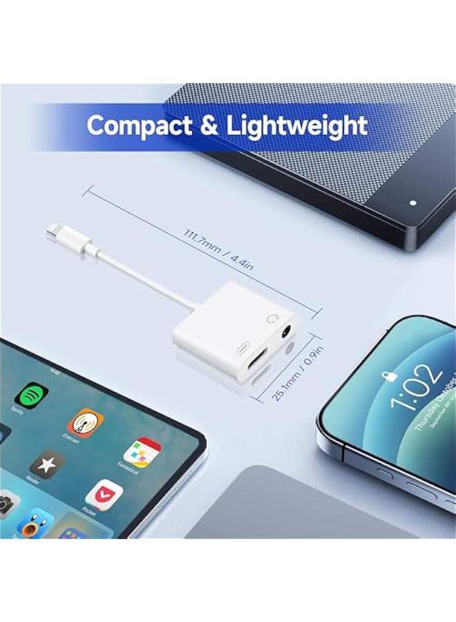 【Apple MFi Certified】 2-in-1 Charging & Audio Adapter for iPhone, Lightning to 3.5mm Headphone Jack Dongle Splitter, Supports Hi-Res Lossless Sound, Compatible with iPhone 14/13/12/11/XS/XR/8/7 1Pack - Image 5