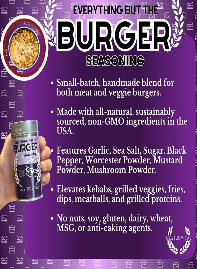 GUSTUS VITAE Everything But The Burger Seasoning | Gourmet Seasoning | Artisanal Spice Blend | All Natural | Ultra Premium | Non GMO | GLP-1 Friendly | Hand Crafted | Burger Spice Mix | Made In USA | 7.5 oz | Small Batch | Gustus Vitae - Image 4