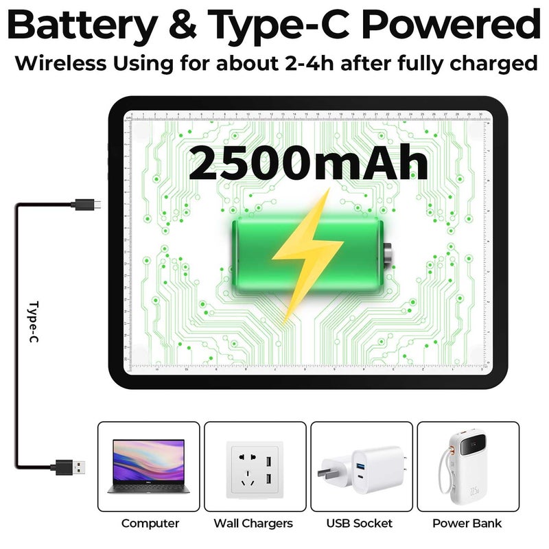 Zocelight Rechargeable A4 Light Pad with Built-in Stand,Super Bright Magnetic Light Table with Physical Buttons,Wireless Light Box for Tracing, Light Board for Diamond Painting,Sketching Weeding Vinyl - Image 5
