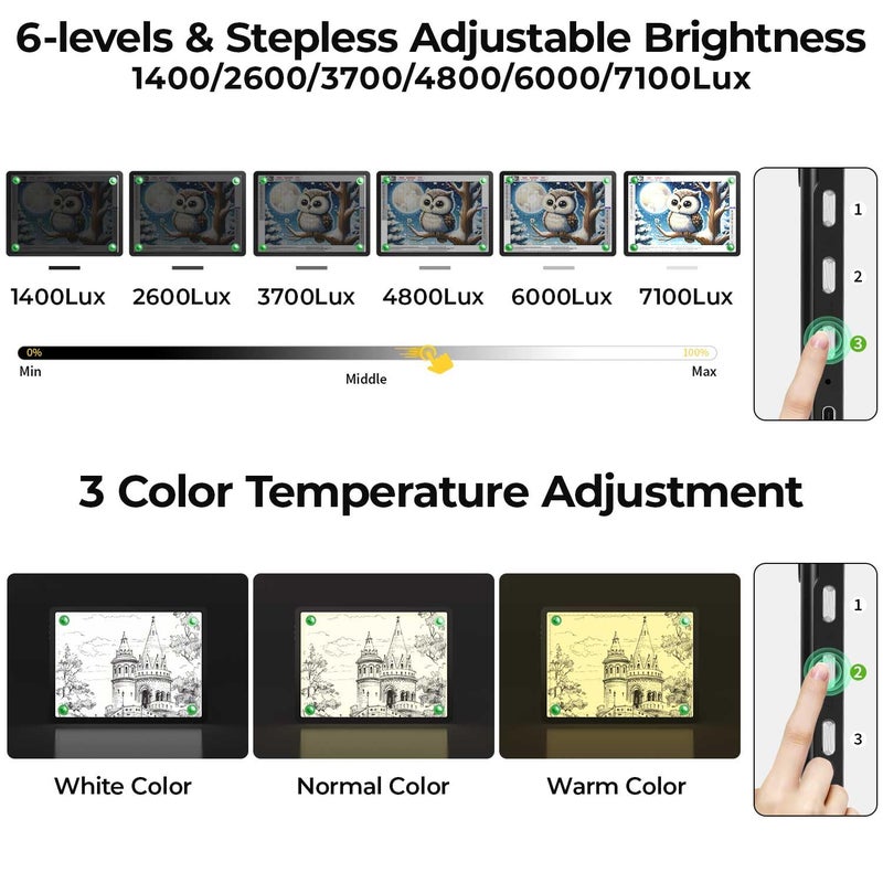 Zocelight Rechargeable A4 Light Pad with Built-in Stand,Super Bright Magnetic Light Table with Physical Buttons,Wireless Light Box for Tracing, Light Board for Diamond Painting,Sketching Weeding Vinyl - Image 4