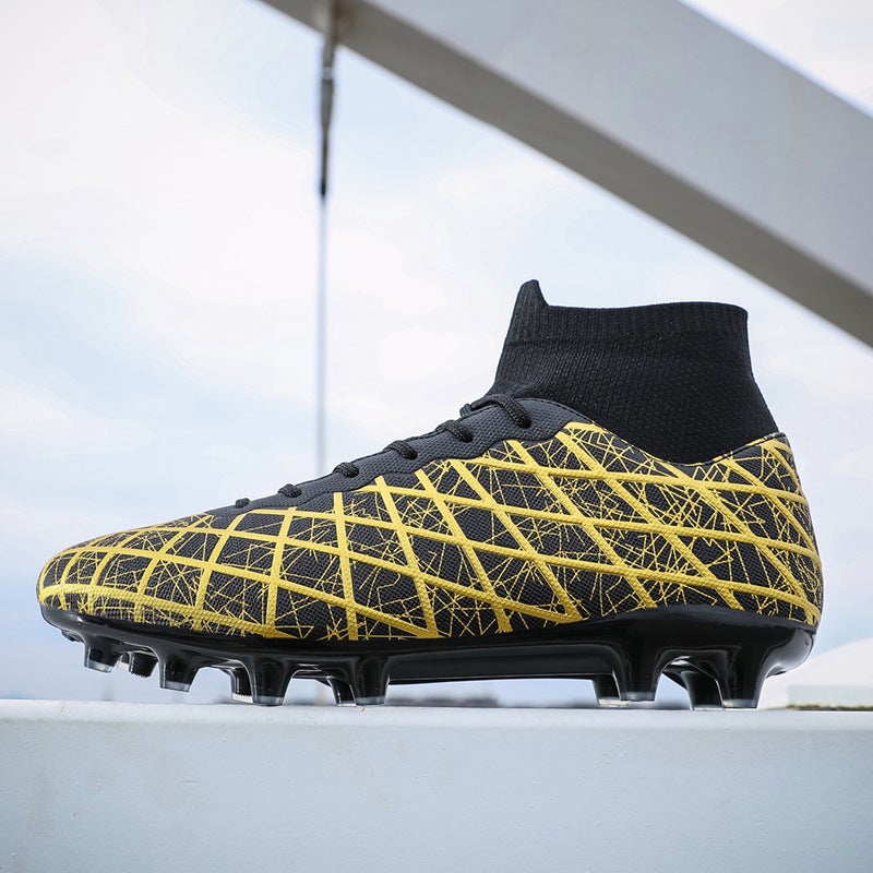 High-Top Football Shoes Tf Broken Nails Artificial Lawn Ag Nail Leather Feet Boys And Girls Children Teenagers Students Training Shoes - Image 4