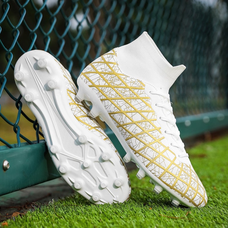 High-Top Football Shoes Tf Broken Nails Artificial Lawn Ag Nail Leather Feet Boys And Girls Children Teenagers Students Training Shoes - Image 2